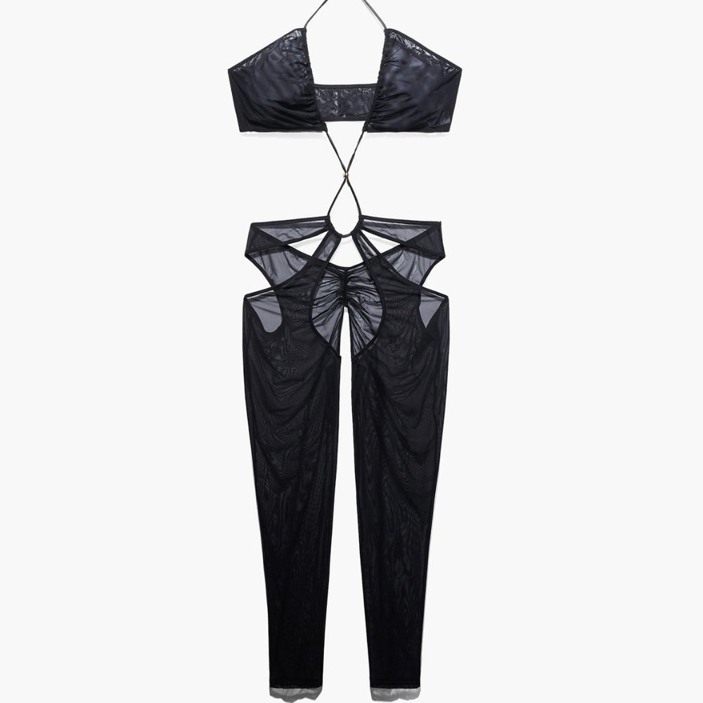 SavageX Gathered Mesh Crotchless Catsuit